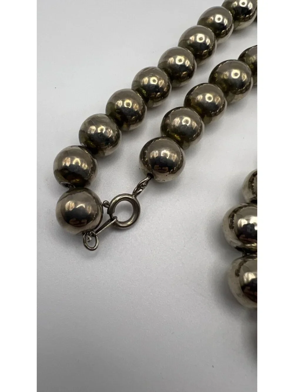 Silver-Tone Korean Bead Necklace With Spring Ring Clasp 24